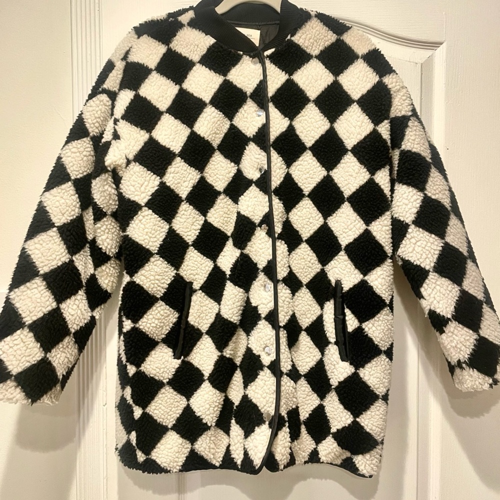 If By Sea Black and White Checkered Coat